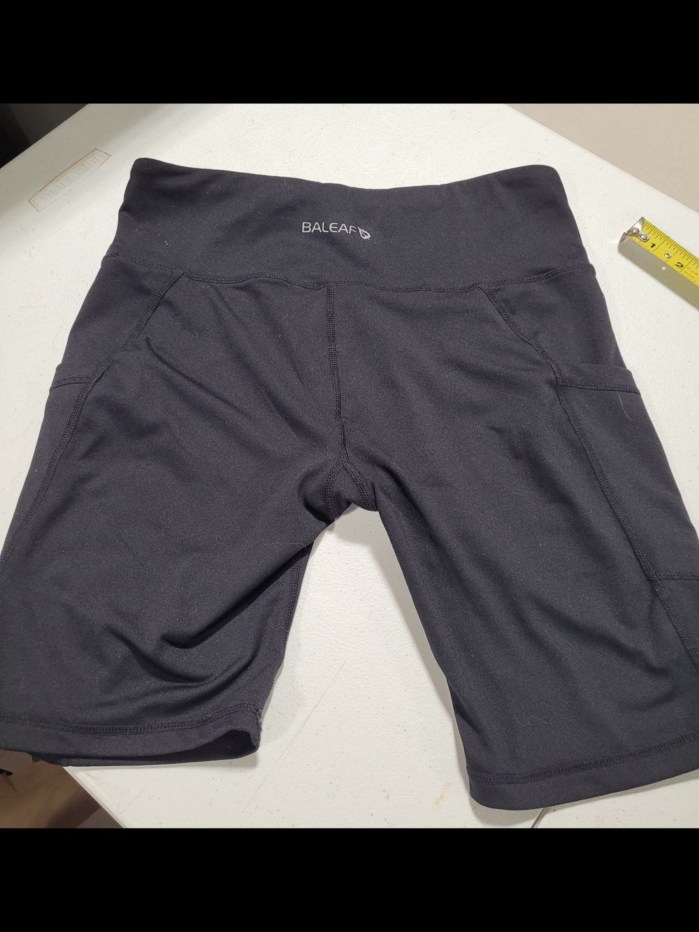 High-Waist Black Women’s Bike Shorts with Side Pockets - Picture 3 of 5